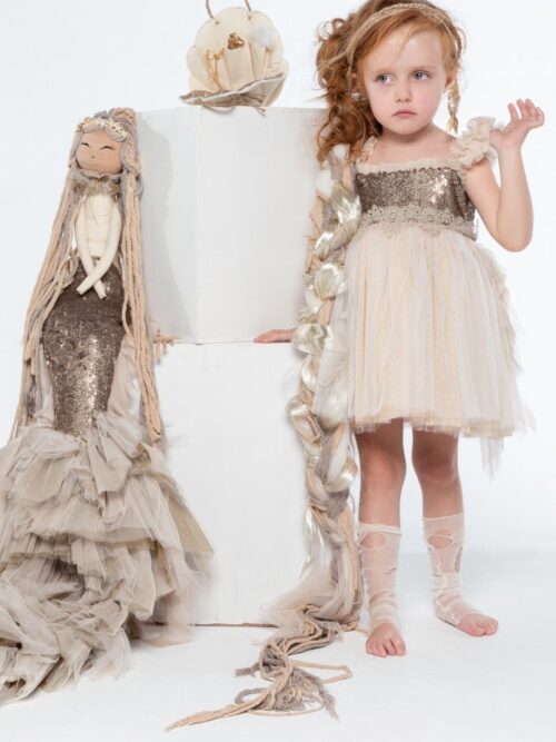 Baby you rock mermaid dress βαπτιστικό φόρεμα ιβουάρ με τούλι γοργόνα gorgona forema vaptisi christening dress