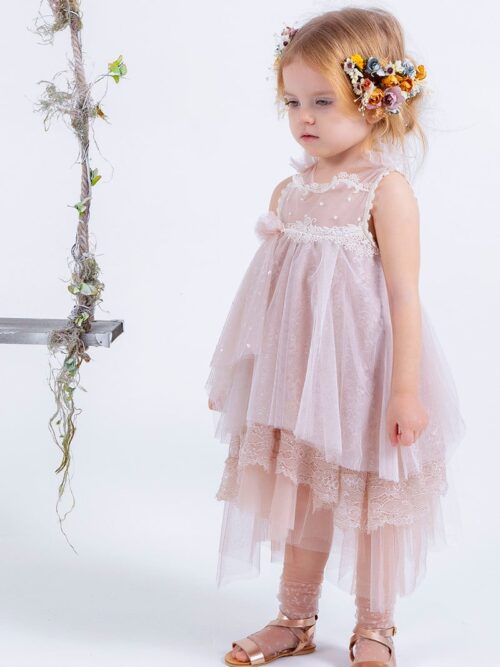 Baby you rock βαπτιστικό φορεματάκι ροζ baptistiko forema gia koritsia